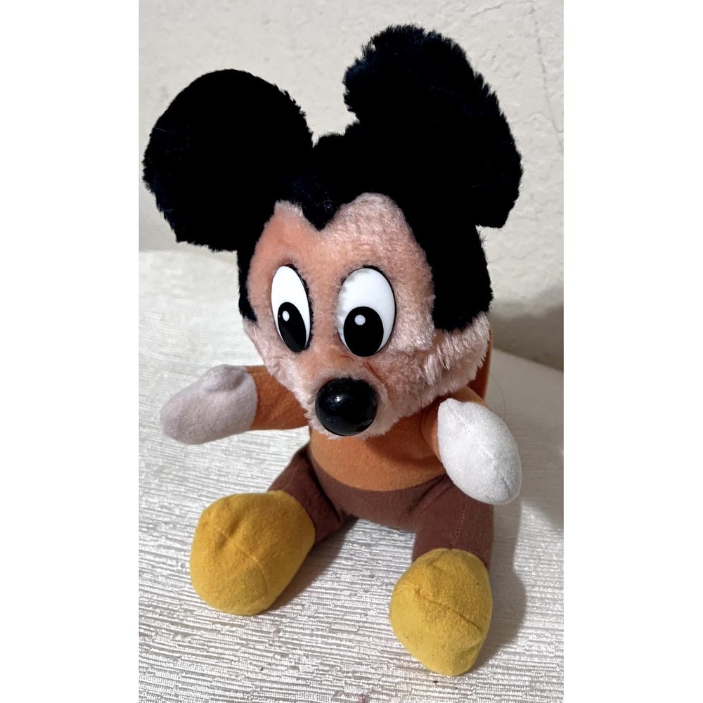 Vintage Mickey Mouse Christmas Carol Bob Cratchit Plush Toy Disney Korea 1980s